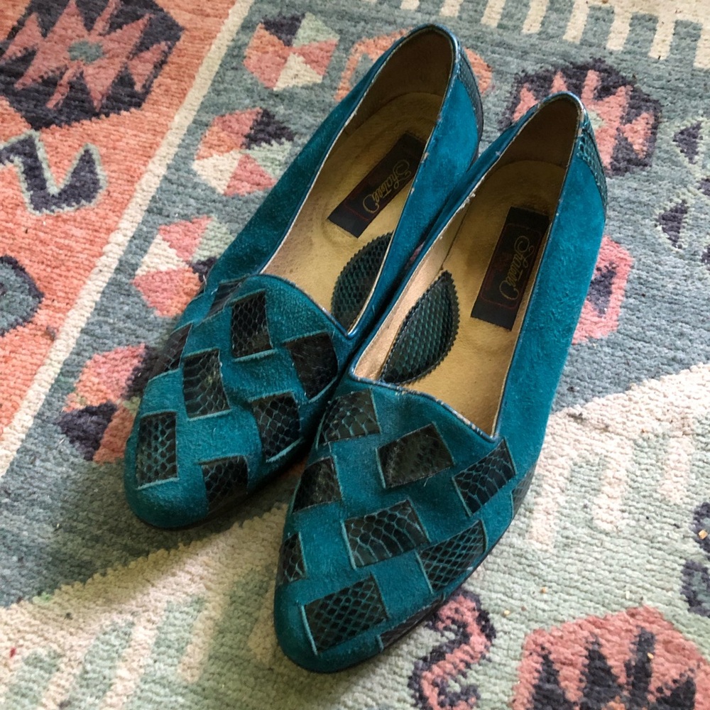 Vintage Leather Snakeskin Loafers